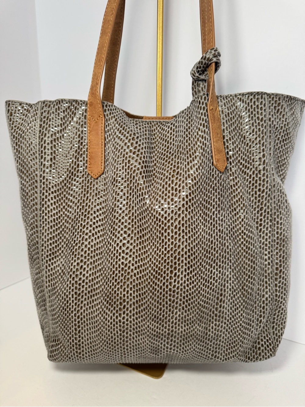 Joy Susan Grey Snakeskin Embossed Emma Tote Bag